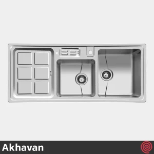 سینک ظرفشویی اخوان مدل Akhavan 360-52 | دو لگنه نیمه فانتزی توکار