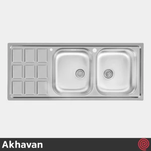 سینک ظرفشویی اخوان مدل Akhavan 368-51 | دو لگنه نیمه فانتزی توکار