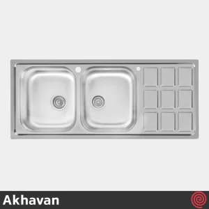 سینک ظرفشویی اخوان مدل Akhavan 368-51 | دو لگنه نیمه فانتزی توکار