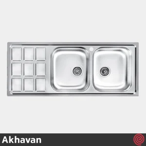 سینک ظرفشویی اخوان مدل Akhavan 368S-51 | دو لگنه نیمه فانتزی توکار