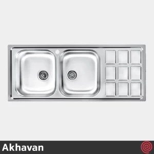سینک ظرفشویی اخوان مدل Akhavan 368S-51 | دو لگنه نیمه فانتزی توکار