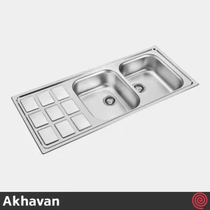 سینک ظرفشویی اخوان مدل Akhavan 368S-51 | دو لگنه نیمه فانتزی توکار
