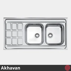 سینک ظرفشویی اخوان مدل Akhavan 370-51 | دو لگنه نیمه فانتزی روکار