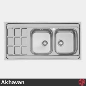 سینک ظرفشویی اخوان مدل Akhavan 370S-60 | دو لگنه نیمه فانتزی روکار