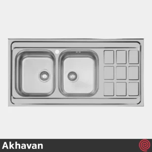 سینک ظرفشویی اخوان مدل Akhavan 370S-60 | دو لگنه نیمه فانتزی روکار