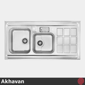 سینک ظرفشویی اخوان مدل Akhavan 364-60 | دو لگنه نیمه فانتزی روکار