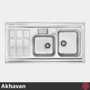 سینک ظرفشویی اخوان مدل Akhavan 364-60 | دو لگنه نیمه فانتزی روکار