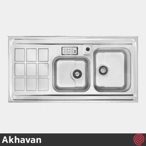 سینک ظرفشویی اخوان مدل Akhavan 364S-60 | دو لگنه نیمه فانتزی روکار