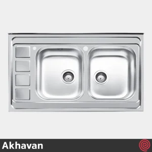 سینک ظرفشویی اخوان مدل Akhavan 372-60 | دو لگنه نیمه فانتزی روکار