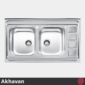 سینک ظرفشویی اخوان مدل Akhavan 372-60 | دو لگنه نیمه فانتزی روکار