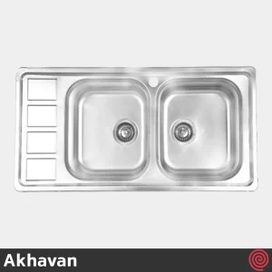 سینک ظرفشویی اخوان مدل Akhavan 373-51 | دو لگنه فانتزی روکار