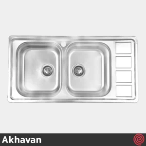 سینک ظرفشویی اخوان مدل Akhavan 373-51 | دو لگنه فانتزی توکار
