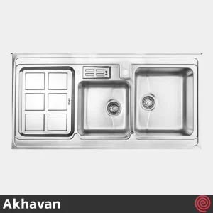 سینک ظرفشویی اخوان مدل Akhavan 362-60 | دو لگنه نیمه فانتزی روکار