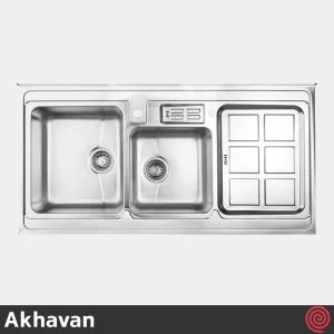 سینک ظرفشویی اخوان مدل Akhavan 362-60 | دو لگنه نیمه فانتزی روکار