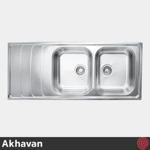 سینک ظرفشویی اخوان مدل Akhavan 384S-51 | دو لگنه فانتزی توکار