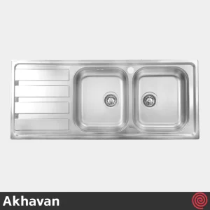 سینک ظرفشویی اخوان مدل Akhavan 385S-51 | دو لگنه فانتزی توکار
