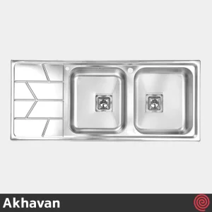 سینک ظرفشویی اخوان مدل Akhavan 388-51 | دو لگنه نیمه فانتزی توکار
