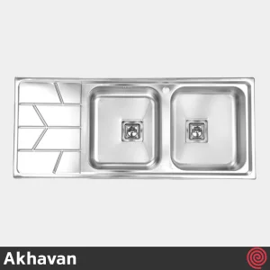 سینک ظرفشویی اخوان مدل Akhavan 388S-51 | دو لگنه نیمه فانتزی توکار