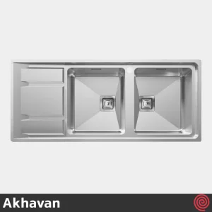 سینک ظرفشویی اخوان مدل Akhavan 389S-52 | دو لگنه فانتزی توکار