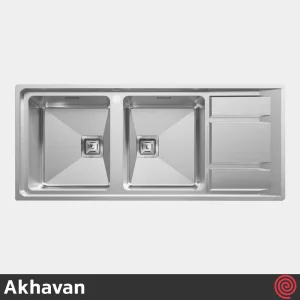 سینک ظرفشویی اخوان مدل Akhavan 389S-52 | دو لگنه فانتزی توکار