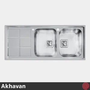 سینک ظرفشویی اخوان مدل Akhavan 500-51 | دو لگنه فانتزی توکار