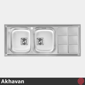 سینک ظرفشویی اخوان مدل Akhavan 500S-50 | دو لگنه فانتزی توکار