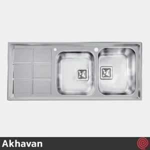 سینک ظرفشویی اخوان مدل Akhavan 501-50 | دو لگنه فانتزی توکار