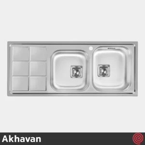 سینک ظرفشویی اخوان مدل Akhavan 501S-50 | دو لگنه فانتزی توکار