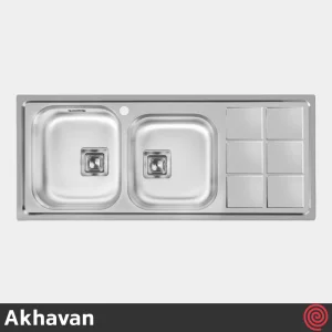 سینک ظرفشویی اخوان مدل Akhavan 501S-50 | دو لگنه فانتزی توکار
