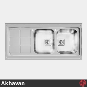سینک ظرفشویی اخوان مدل Akhavan 502-60 | دو لگنه فانتزی روکار