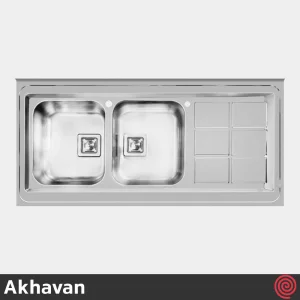 سینک ظرفشویی اخوان مدل Akhavan 502-60 | دو لگنه فانتزی روکار
