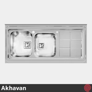 سینک ظرفشویی اخوان مدل Akhavan 503-60 | دو لگنه فانتزی روکار