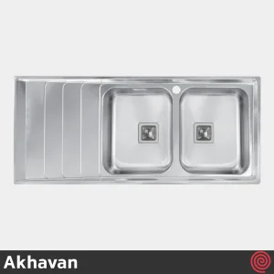سینک ظرفشویی اخوان مدل Akhavan 504S-51 | دو لگنه فانتزی توکار