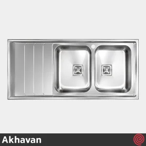 سینک ظرفشویی اخوان مدل Akhavan 505S-60 | دو لگنه فانتزی روکار