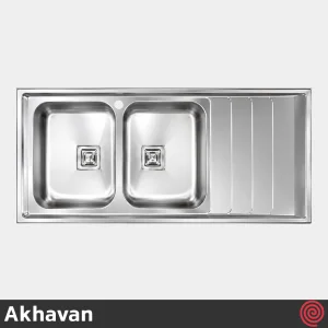 سینک ظرفشویی اخوان مدل Akhavan 505S-60 | دو لگنه فانتزی روکار