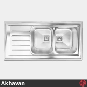 سینک ظرفشویی اخوان مدل Akhavan 507S-60 | دو لگنه فانتزی روکار