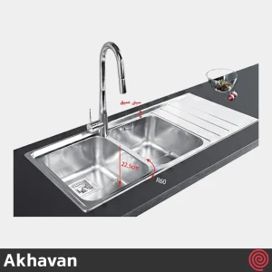 سینک ظرفشویی اخوان مدل Akhavan 508-52 | دو لگنه فانتزی توکار
