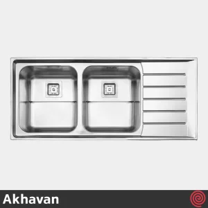 سینک ظرفشویی اخوان مدل Akhavan 510-52 | دو لگنه فانتزی توکار
