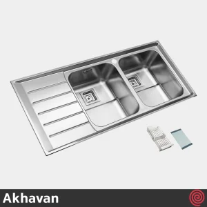 سینک ظرفشویی اخوان مدل Akhavan 510-52 | دو لگنه فانتزی توکار