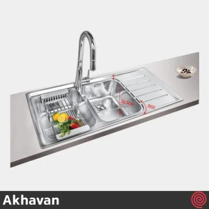سینک ظرفشویی اخوان مدل Akhavan 510-52 | دو لگنه فانتزی توکار