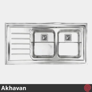 سینک ظرفشویی اخوان مدل Akhavan 511S-60 | دو لگنه فانتزی روکار