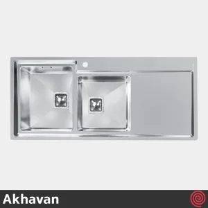 سینک ظرفشویی اخوان مدل Akhavan 601S-51 | دو لگنه فانتزی توکار