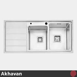 سینک ظرفشویی اخوان مدل Akhavan 603-50 | دو لگنه فانتزی توکار