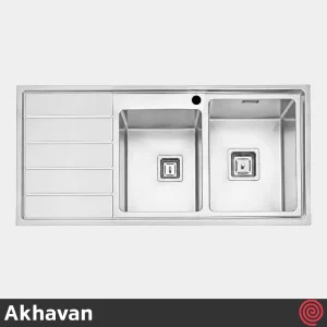 سینک ظرفشویی اخوان مدل Akhavan 603S-50 | دو لگنه فانتزی توکار