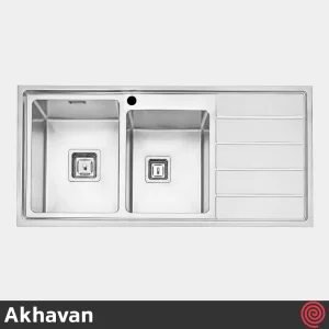 سینک ظرفشویی اخوان مدل Akhavan 603S-50 | دو لگنه فانتزی توکار