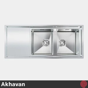 سینک ظرفشویی اخوان مدل Akhavan 604S-51 | دو لگنه فانتزی توکار