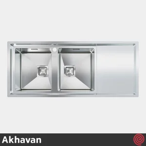 سینک ظرفشویی اخوان مدل Akhavan 604S-51 | دو لگنه فانتزی توکار