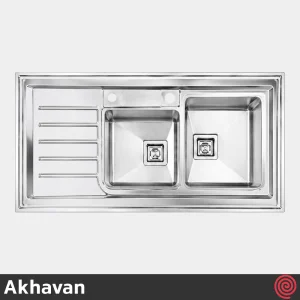 سینک ظرفشویی اخوان مدل Akhavan 305-NEW-60 | دو لگنه باکسی روکار