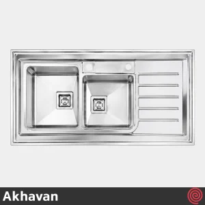 سینک ظرفشویی اخوان مدل Akhavan 305-NEW-60 | دو لگنه باکسی روکار