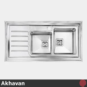 سینک ظرفشویی اخوان مدل Akhavan 305S-NEW-60 | دو لگنه باکسی روکار